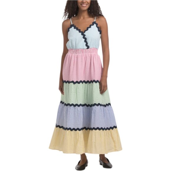 English Factory Dresses & Skirts - ENGLISH FACTORY Ric Rac Color Block Maxi Tiered Dress